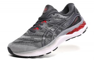 Tênis Asics Gel Nimbus 23 - Cinza Escuro e Vermelho - Masculino 