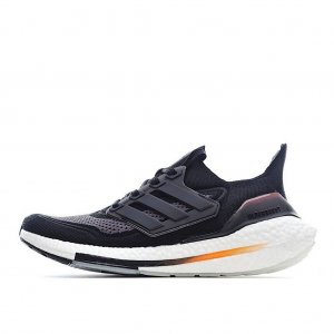 Tênis Adidas UltraBoost 21 - Preto Branco e Laranja - Masculino 