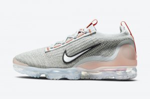 Tênis Nike Air VaporMax 2021 Flyknit - Cinza e Laranja - Feminino 