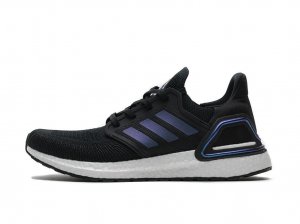 Tênis Adidas UltraBoost 20 - Preto Branco e Azul Metálico - Masculino 