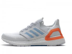 Tênis Adidas UltraBoost 20 - Branco Azul Claro e Laranja - Masculino 