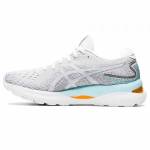 TÊNIS ASICS GEL NIMBUS 24 - BRANCO E AZUL CLARO - FEMININO 