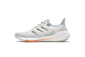 Tênis Adidas UltraBoost 22 - Cinza Claro e Laranja - Masculino 