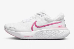 Tênis Nike ZoomX Invincible Run Flyknit 2 - Branco e Rosa - Feminino 