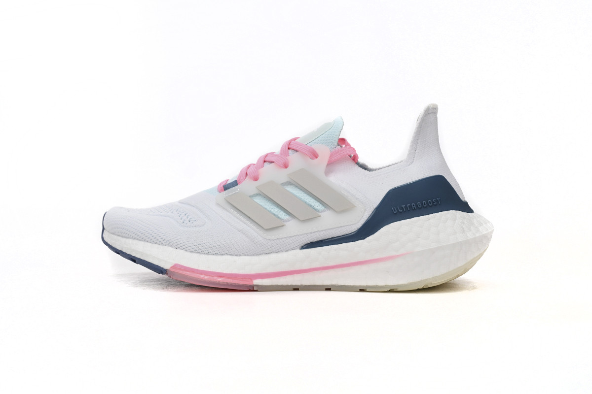 Tênis Adidas UltraBoost 22 - Branco Cinza e Rosa - Feminino  