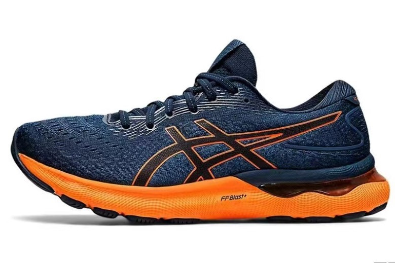 TÊNIS ASICS GEL NIMBUS 24 - AZUL ESCURO E LARANJA - MASCULINO 