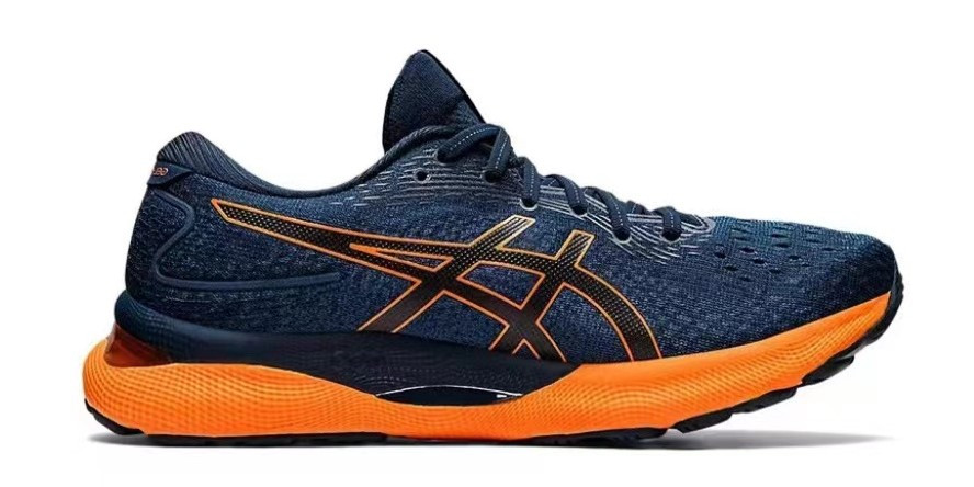 TÊNIS ASICS GEL NIMBUS 24 - AZUL ESCURO E LARANJA - MASCULINO